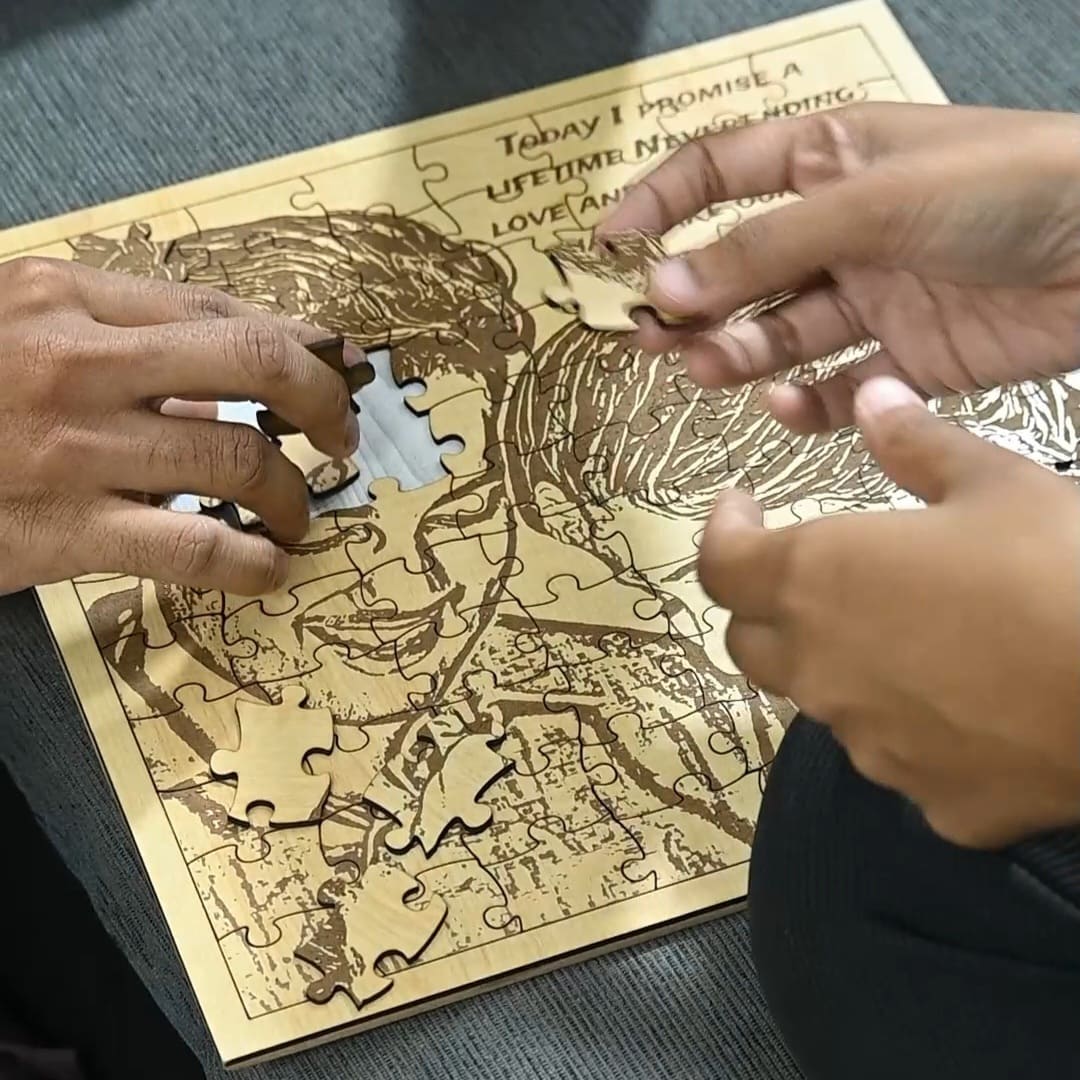 Photo Customized Wooden Carved puzzle for friends and couples for gifting